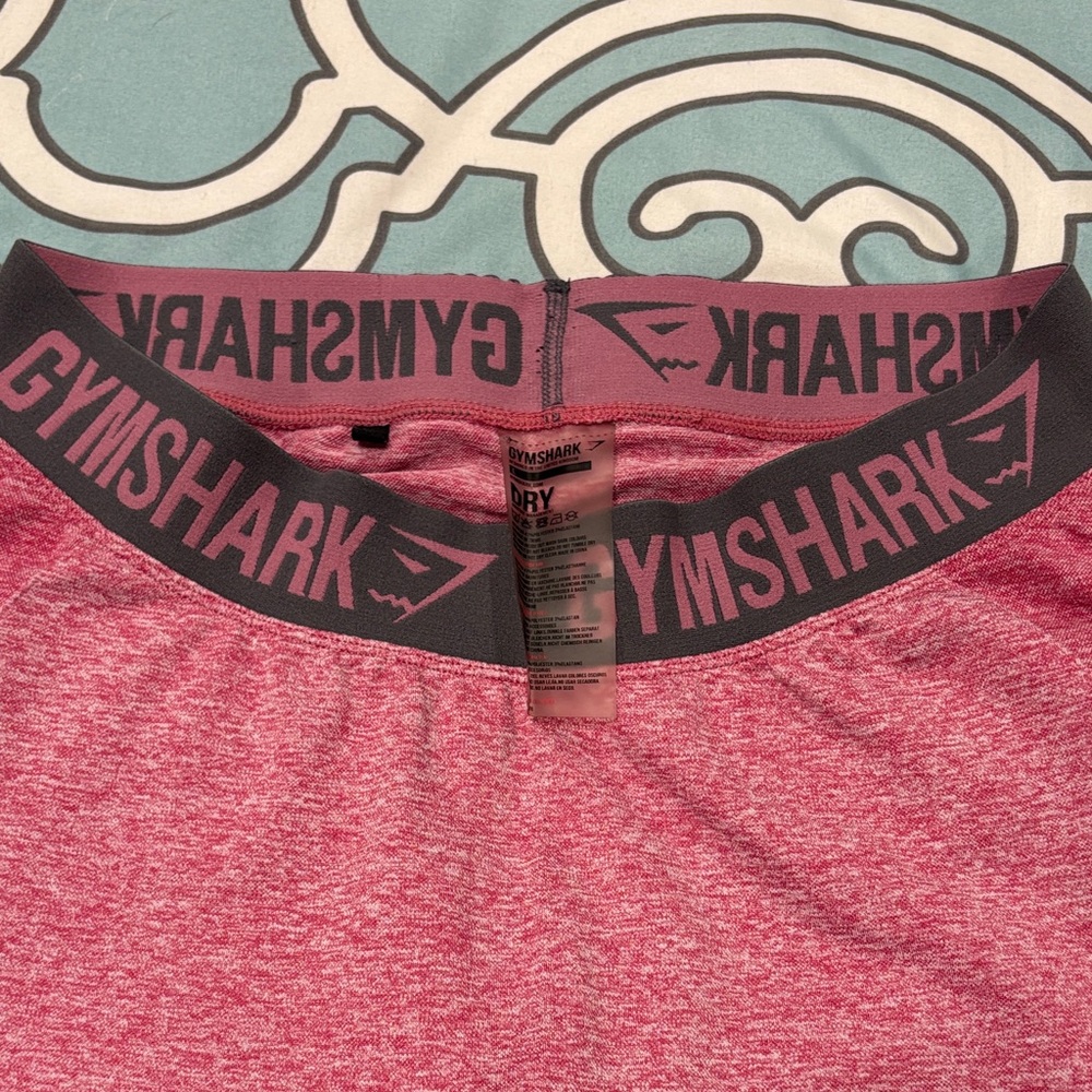 Gymshark Pink Marled Seamless Leggings with Black Logo Waistband